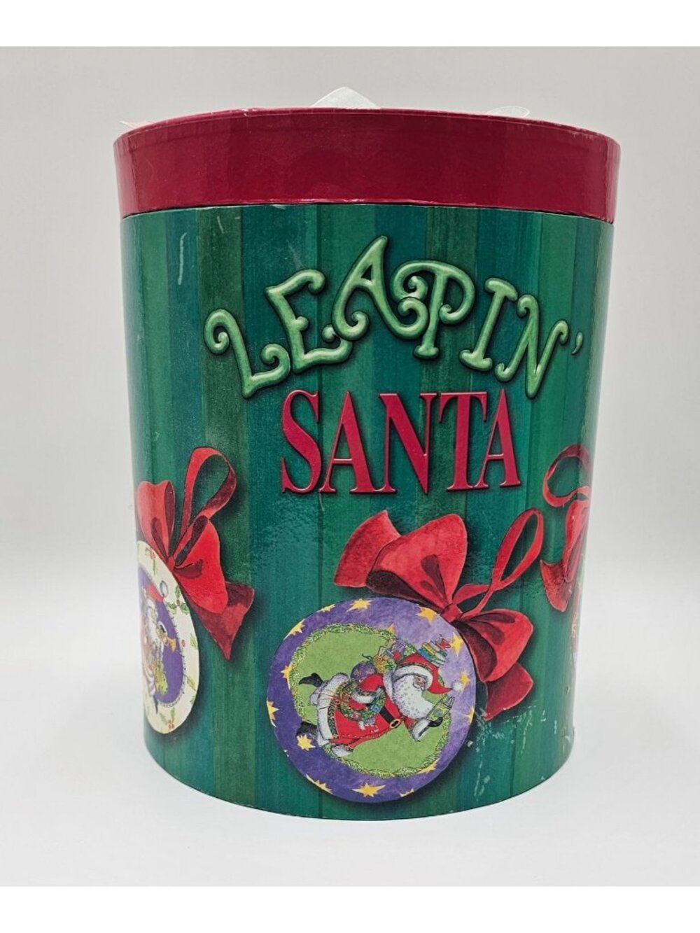 VTG Nutshell Designs by Ingrid Slyder Leapin Santa Xmas Iced Ball Ornaments 12